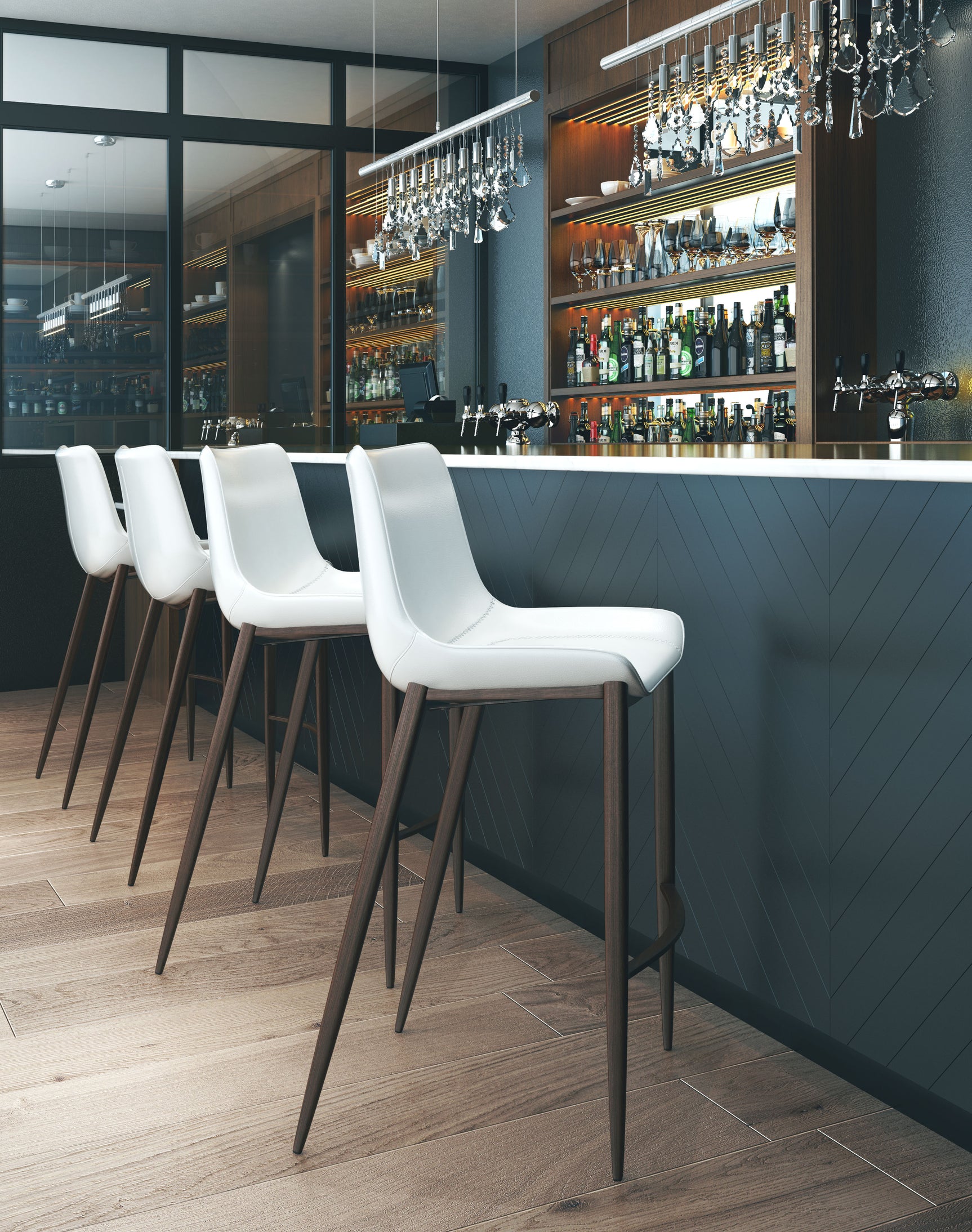 Magnus White & Walnut Barstool (Set of 2)