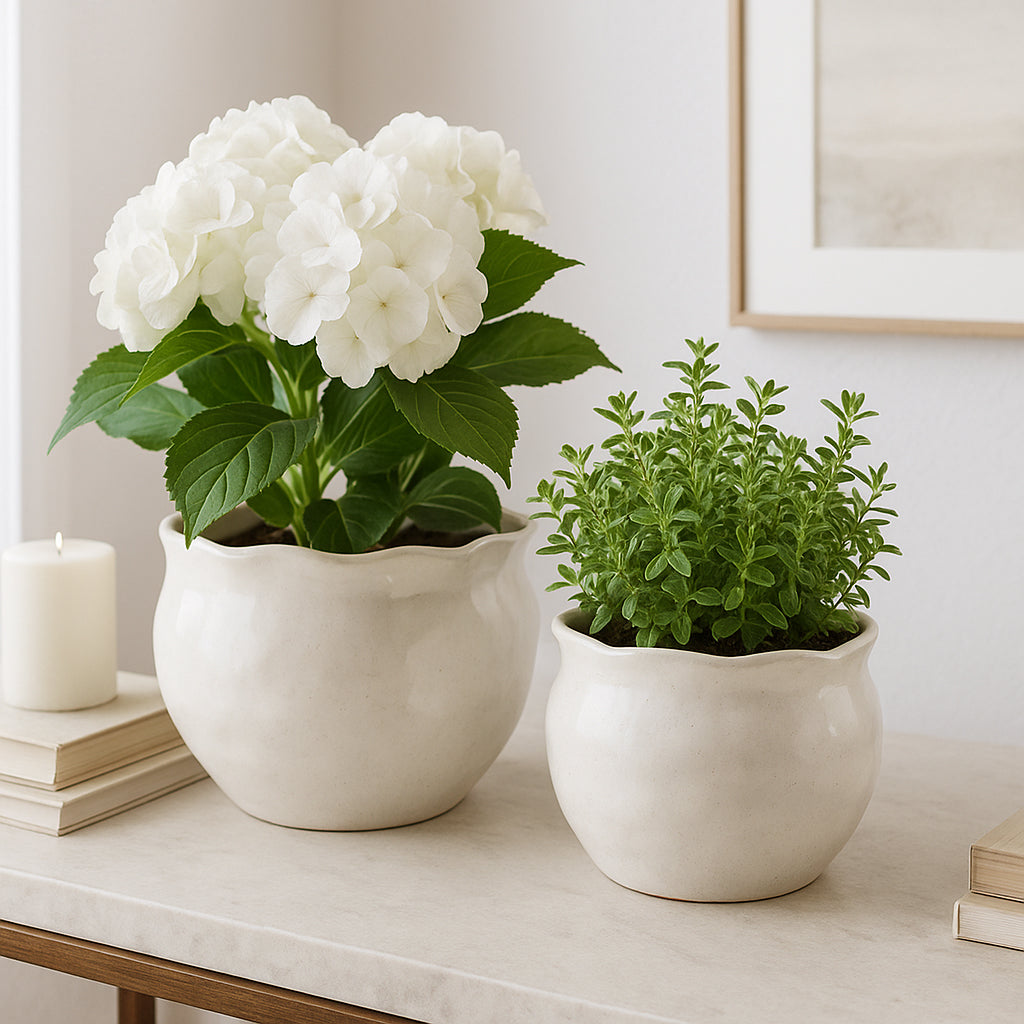 Draperstone White Planters (Set of 2)