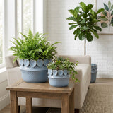 Fallonrun Blue Leaf Applique Planters (Set of 2)