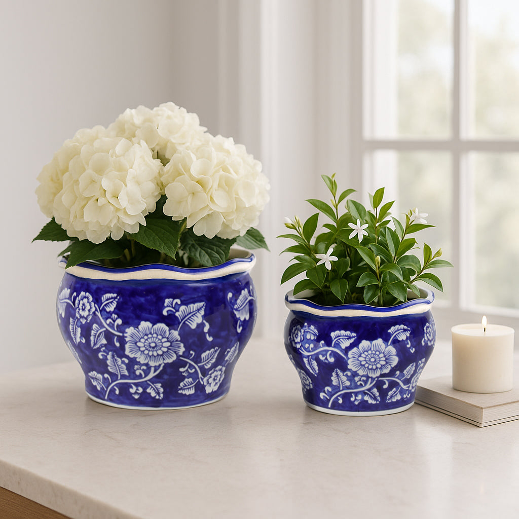Henleydale Blue/White Small Planters (Set of 2)