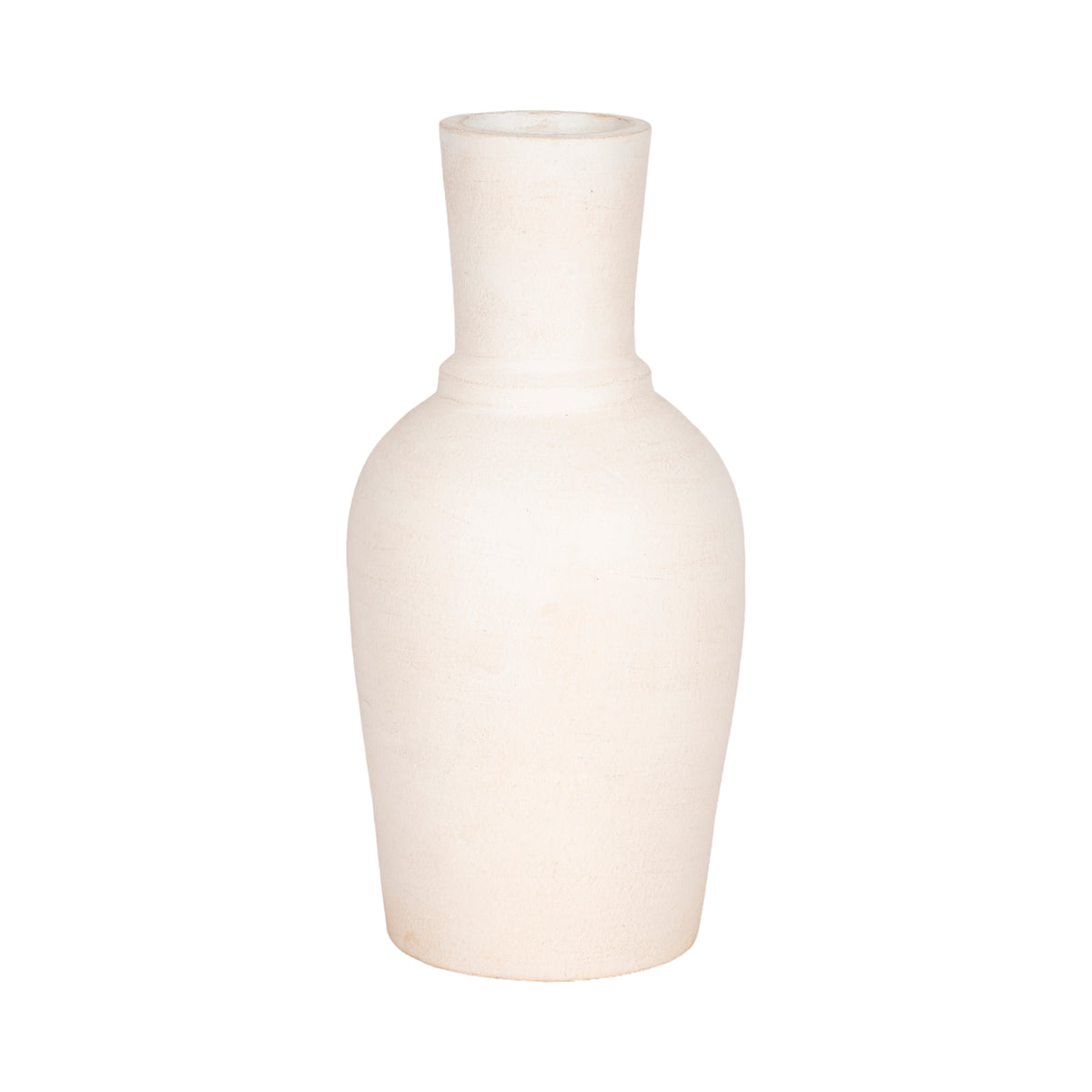 Samsonbrook Ivory Terracotta Vase with Ring at Neck