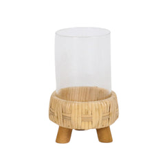 Wyntoon Natural/Clear Small Rattan Footed Hurricane