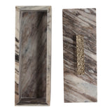 Hannchen Gray/Gold Marble Box with Inlay and Knob