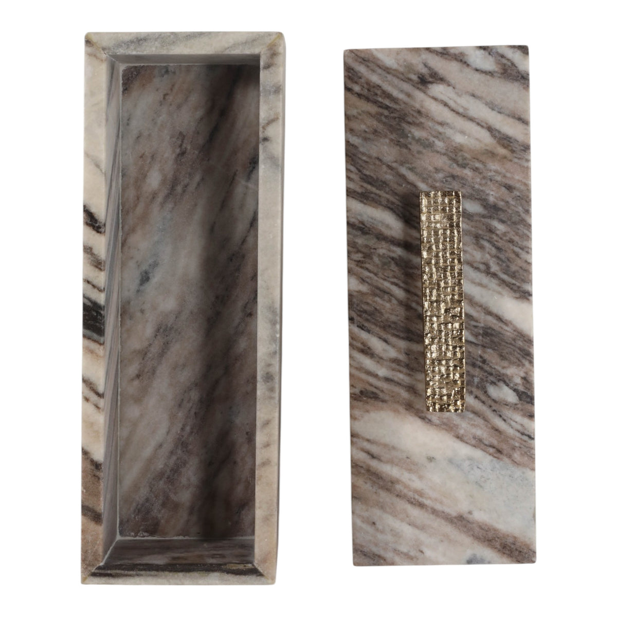 Hannchen Gray/Gold Marble Box with Inlay and Knob