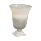 Vale Sage/Ivory Large Glass Vase on Marble Base