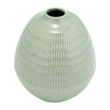 Chipps Dark Sage Ceramic Stripe Oval Vase