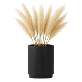 Citrona Black Ceramic Ridged Vase