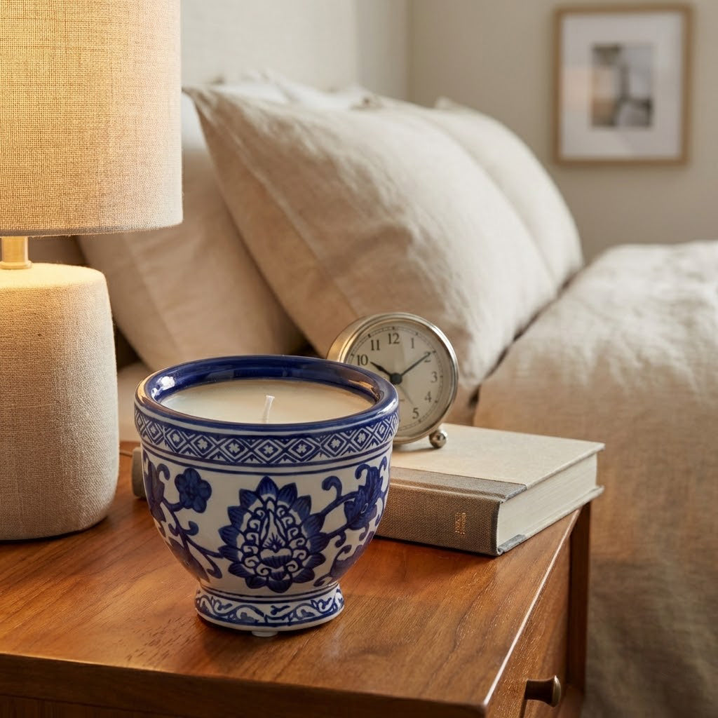 Quinnridge Blue/White Candle