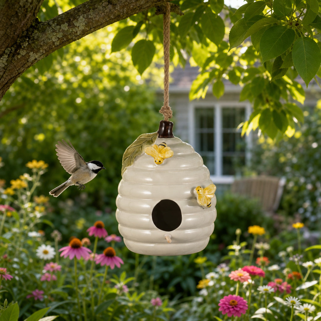 Badger Ivory/Yellow Beehive Bird Feeder