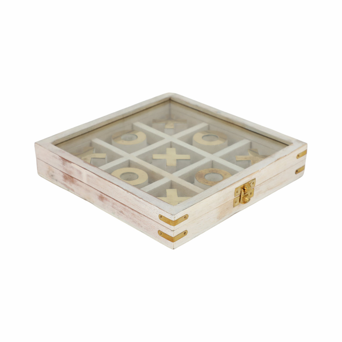 Malibu West White/Gold Wood Tic Tac Toe