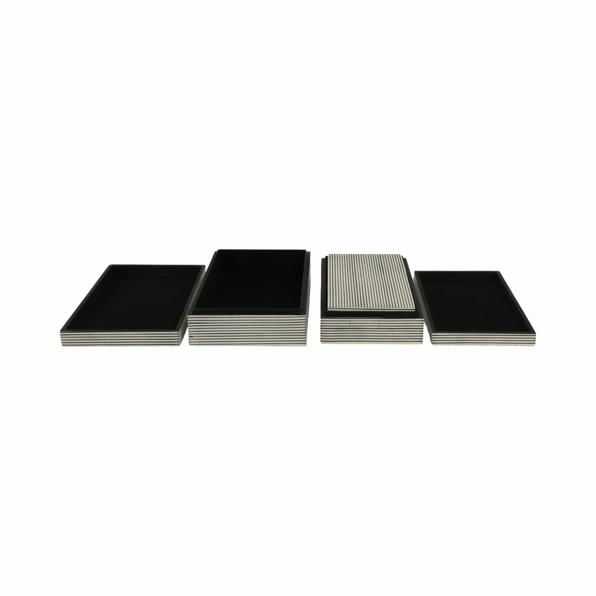 Coffing White Resin Ridged Boxes (Set of 3)