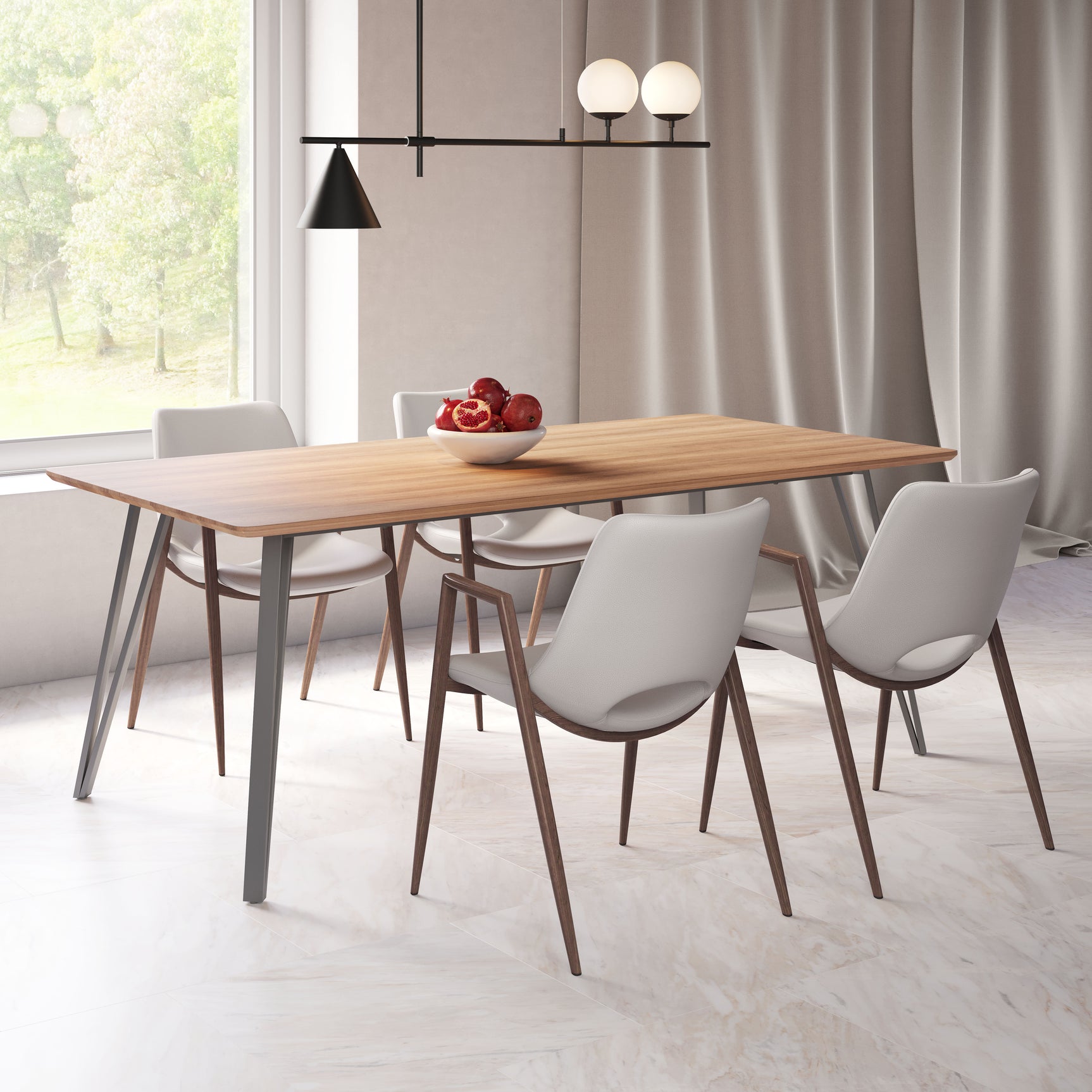 Desi Beige & Walnut Dining Chair (Set of 2)