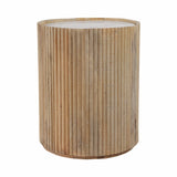Prestonport White/Honey Storage Accent Table with Marble Top