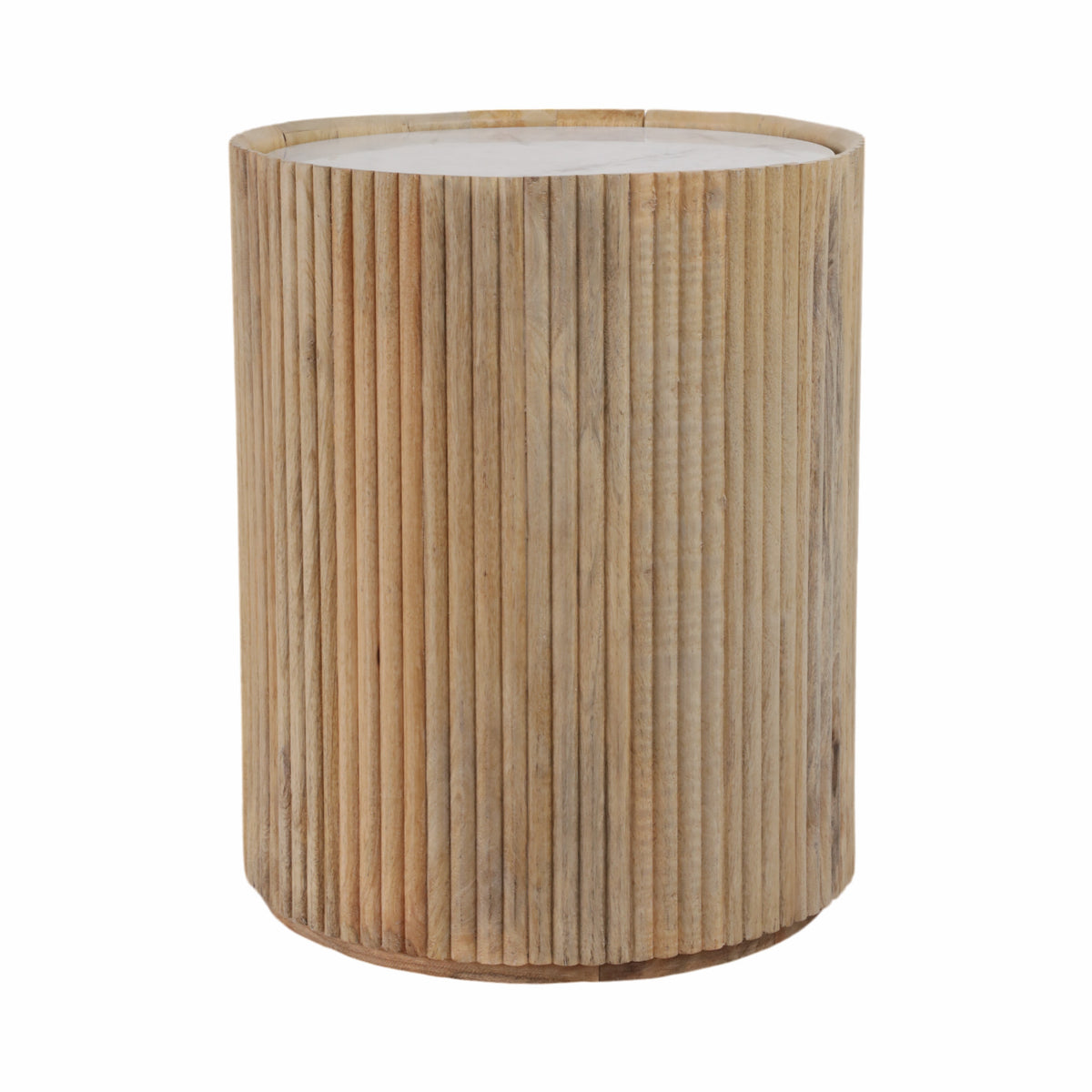 Prestonport White/Honey Storage Accent Table with Marble Top