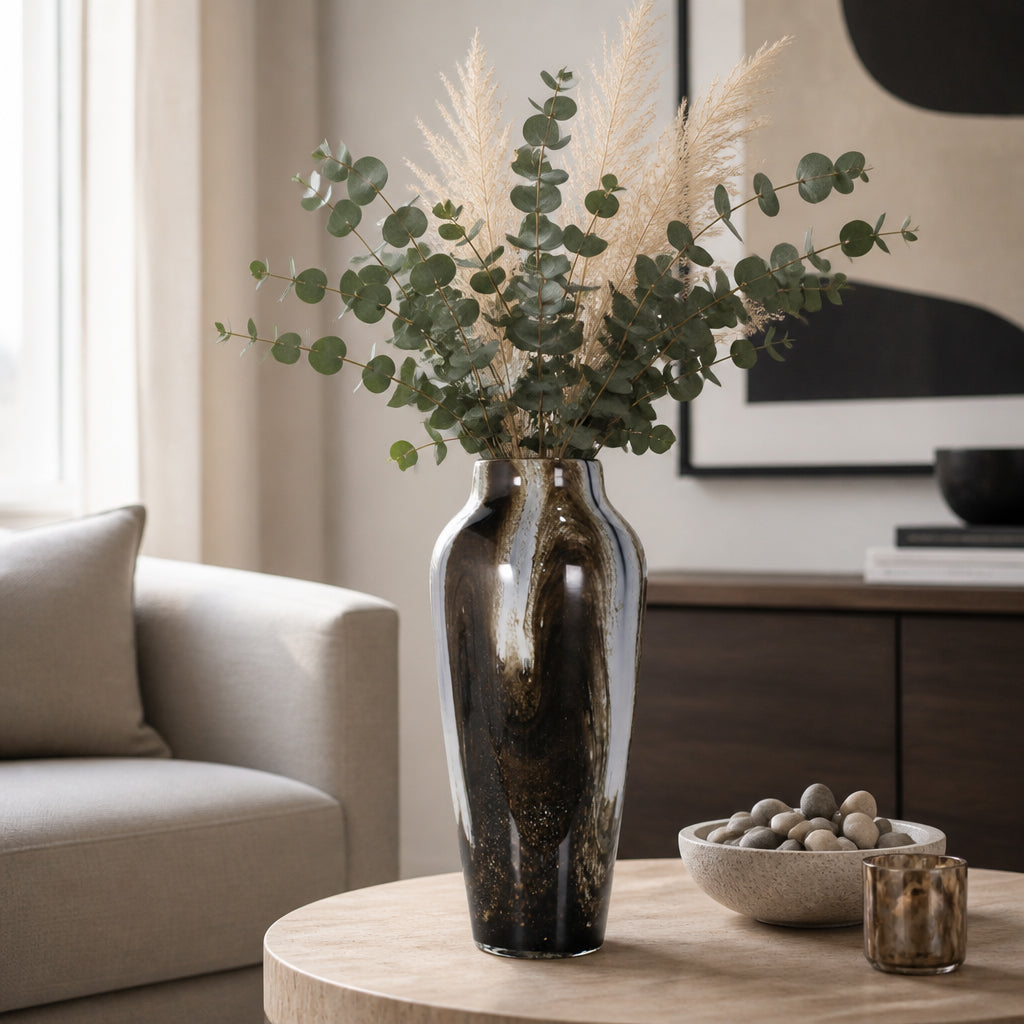 Emorygrove Brown/White/Black Glass Vase