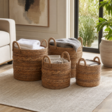 Joshua Tree Natural Round Banana Leaf Baskets (Set of 4)