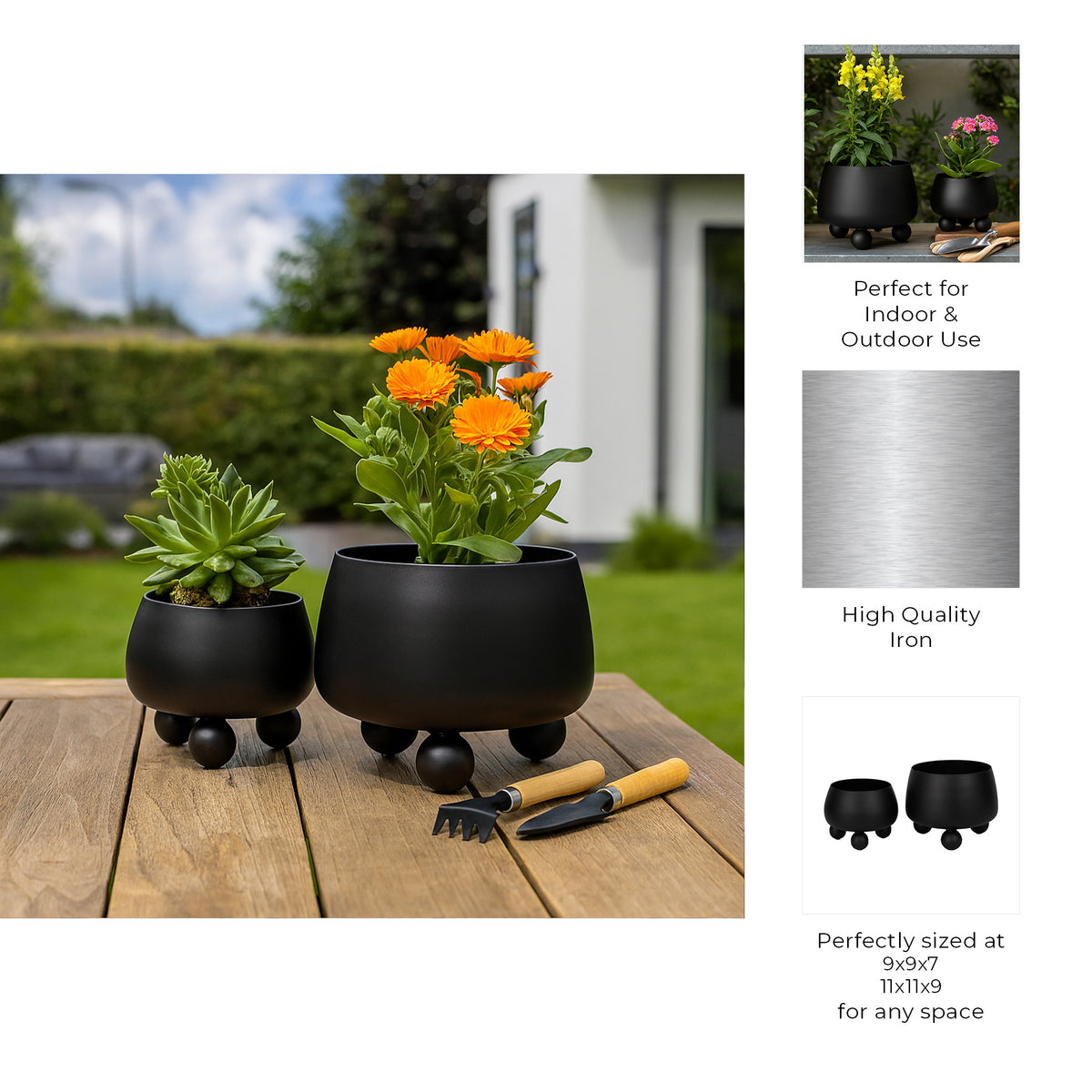 Albafield Black Planters (Set of 2)