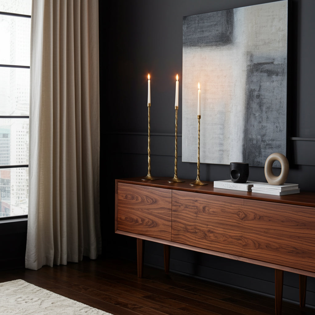 Toners Place Gold Metal Twisted Floor Taper Candle Holder