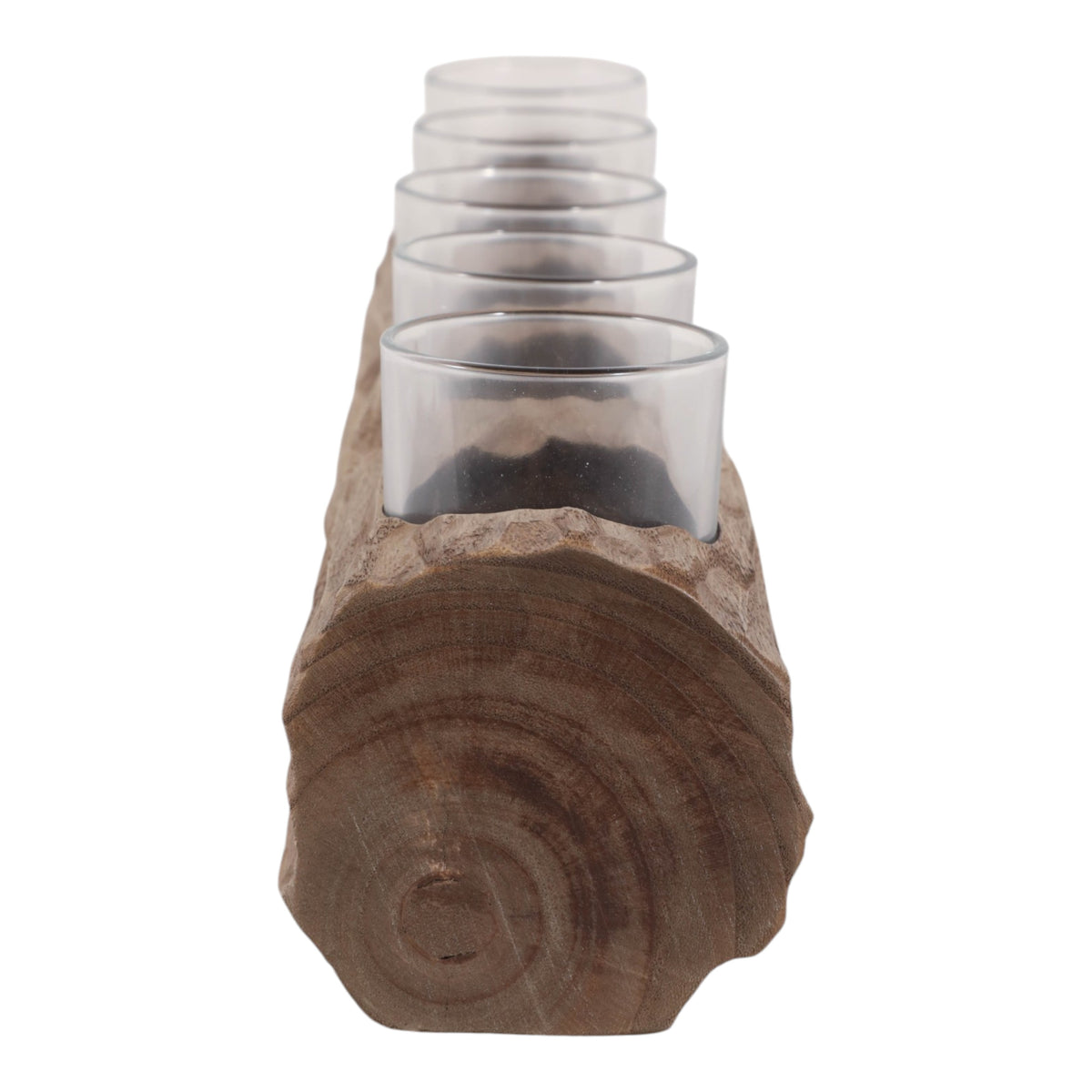 Shrub Light Brown Wood Log 5-Cup Tealight Holder