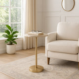 Graton Ivory/Gold Drink Table with Marble Top