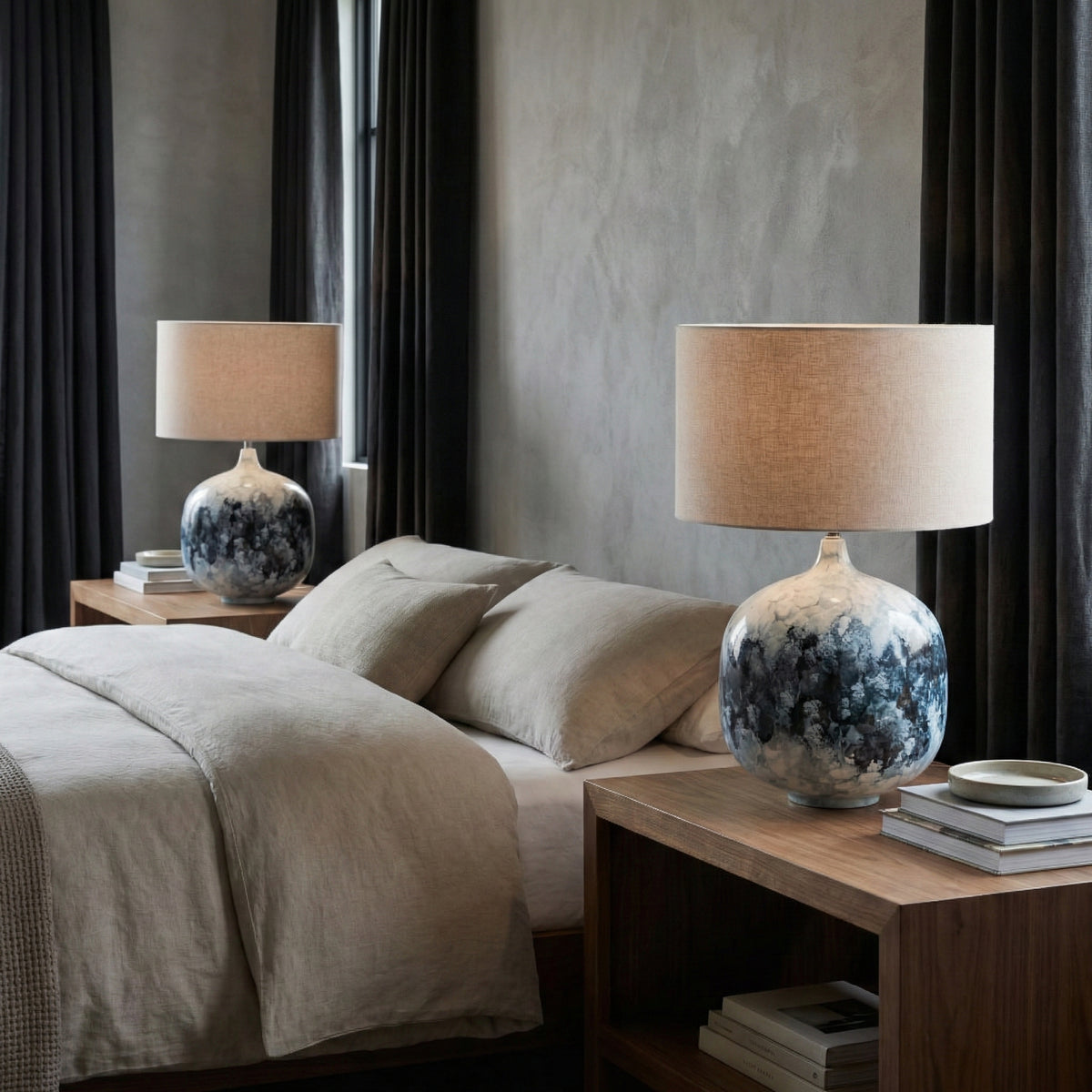 Juneridge Blue/Multicolor Metal Base Table Lamp