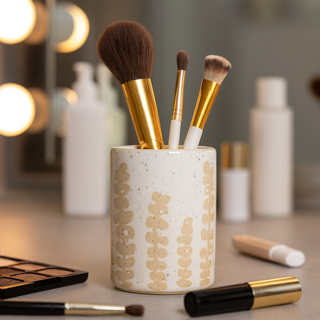 Ponca Ivory/Tan Wild Plant Pencil Cup