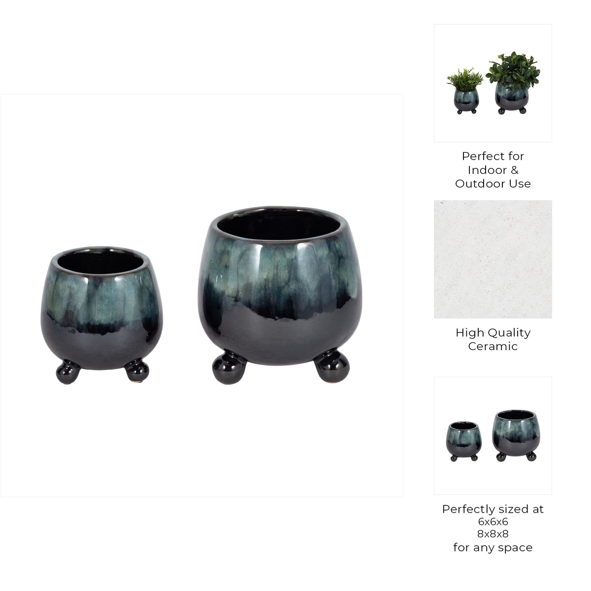 Suttonoak Blue Planters (Set of 2)