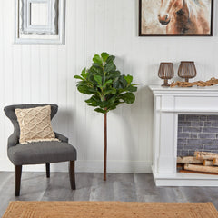 4.5’ Artificial Fiddle Leaf Tree (No Pot) - Ornate Home
