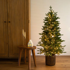 4.5' Pre-Lit Artificial Christmas Tree in Decorative Planter with 400 LED Lights - Ornate Home