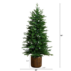 4.5' Pre-Lit Artificial Christmas Tree in Decorative Planter with 400 LED Lights - Ornate Home