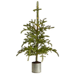 4.5’ Pre-Lit Christmas Pine Artificial Tree in Decorative Planter - Ornate Home