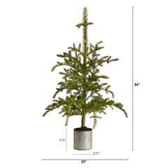 4.5’ Pre-Lit Christmas Pine Artificial Tree in Decorative Planter - Ornate Home