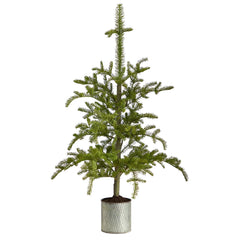 4.5’ Pre-Lit Christmas Pine Artificial Tree in Decorative Planter - Ornate Home