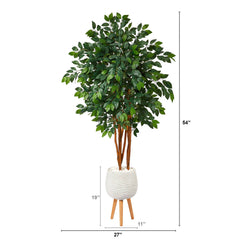 4.5’ Sakaki Artificial Tree in White Planter with Stand - Ornate Home