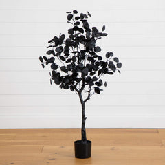 4' Artificial Halloween Black Eucalyptus Tree - Ornate Home