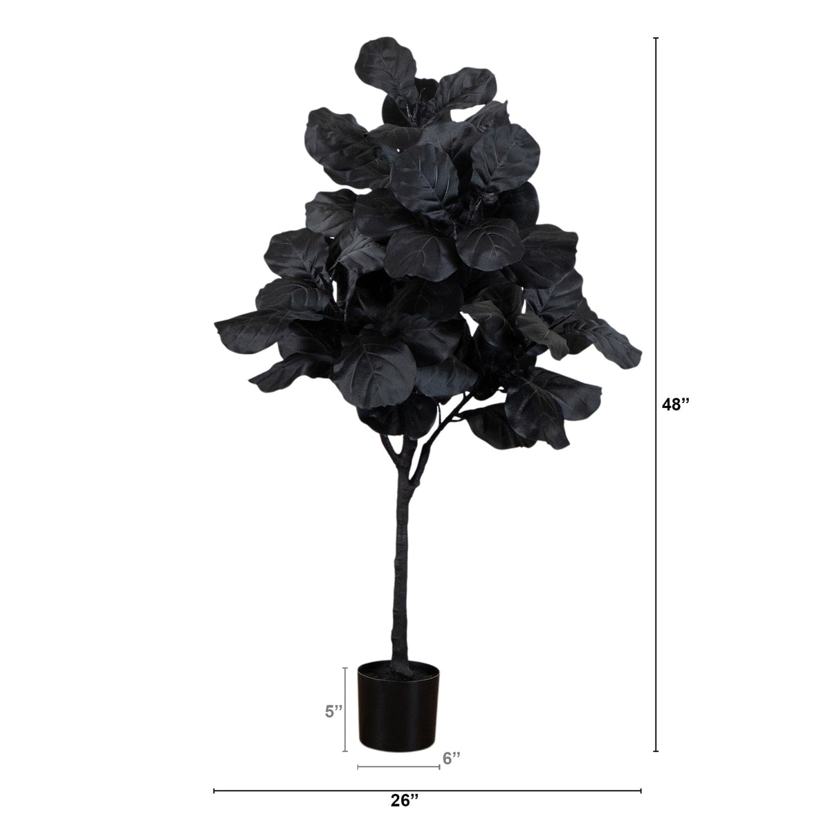 4' Artificial Halloween Black Fiddle Leaf Tree