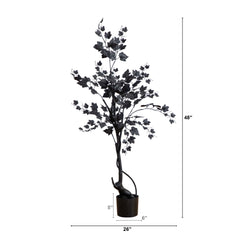 4’ Artificial Halloween Black Maple Tree - Ornate Home