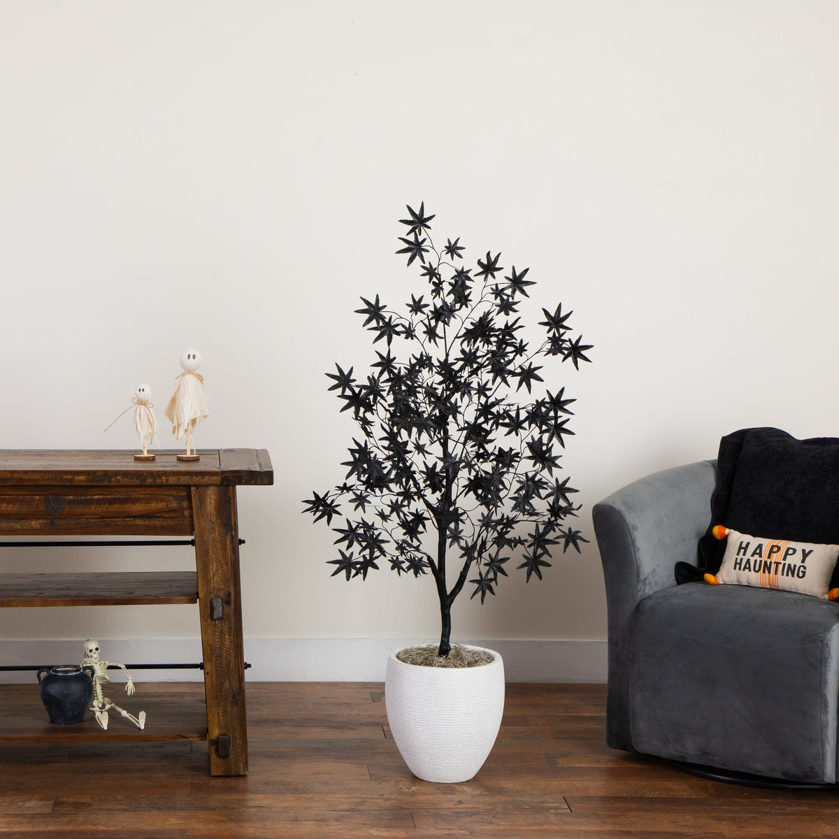 4' Artificial Halloween Eerie Black Maple Tree