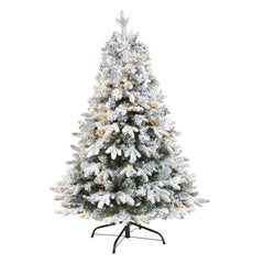 4' Flocked Vermont Mixed Pine Artificial Christmas Tree with 100 Clear LED Lights - Ornate Home