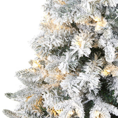 4' Flocked Vermont Mixed Pine Artificial Christmas Tree with 100 Clear LED Lights - Ornate Home