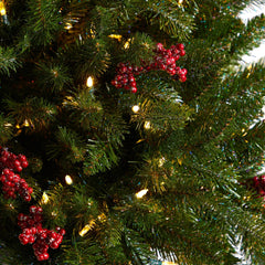 4' Holiday Christmas Tree Plant Pre-Lit and Glittered on Pedestal with 150 Multicolored LED lights - Ornate Home