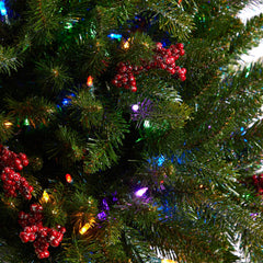 4' Holiday Christmas Tree Plant Pre-Lit and Glittered on Pedestal with 150 Multicolored LED lights - Ornate Home