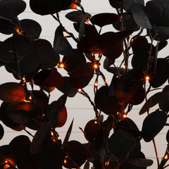4' Pre-Lit Artificial Halloween Black Eucalyptus Tree with 160 Orange & Purple LED Lights - Ornate Home