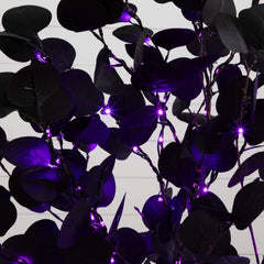4' Pre-Lit Artificial Halloween Black Eucalyptus Tree with 160 Orange & Purple LED Lights - Ornate Home