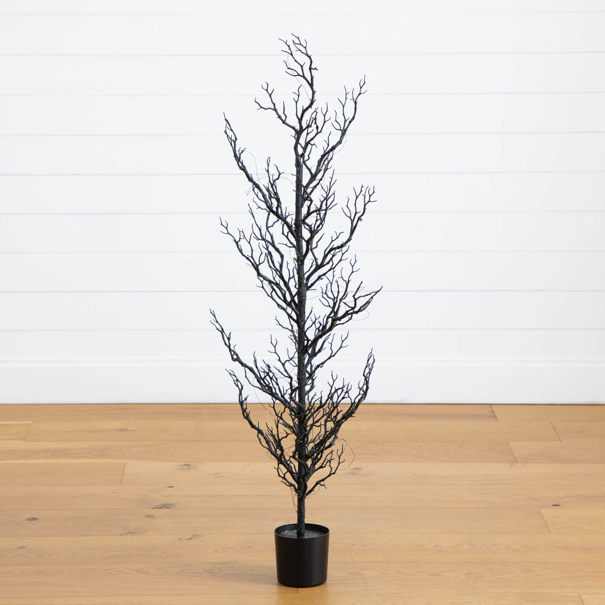 4' Pre-Lit Artificial Halloween Black Spooky Twig Tree with 160 Orange & Purple Copper Wire String LED Lights