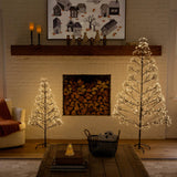 4' Pre-Lit Artificial Halloween Black Starburst Tree with 800 Fairy Warm White LED Lights