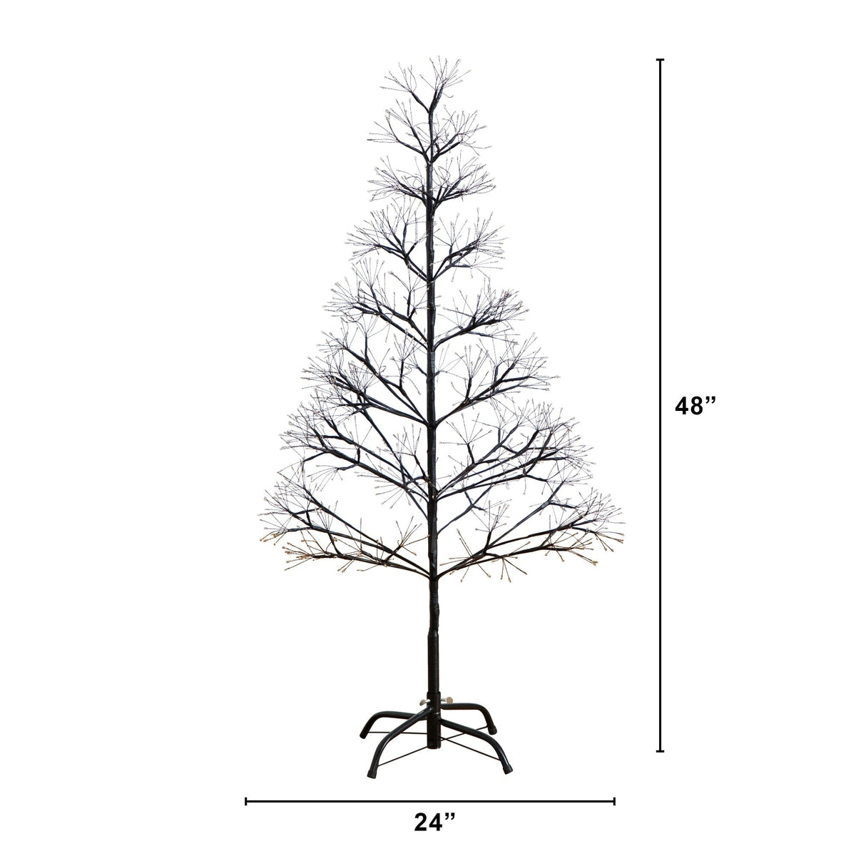 4' Pre-Lit Artificial Halloween Black Starburst Tree with 800 Fairy Warm White LED Lights