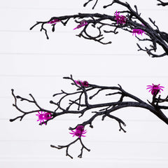 4' Pre-Lit Artificial Halloween Spider Twig Tree with 48 Purple LED Lights - Ornate Home