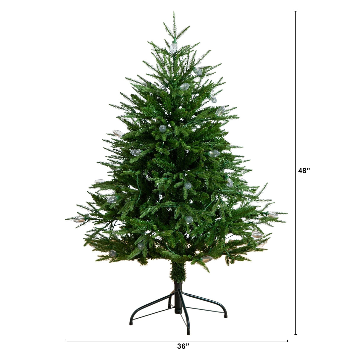 4' Pre-Lit Artificial Luxembourg Pine Christmas Tree with 120 Multicolored Traditional Bulb LED Lights