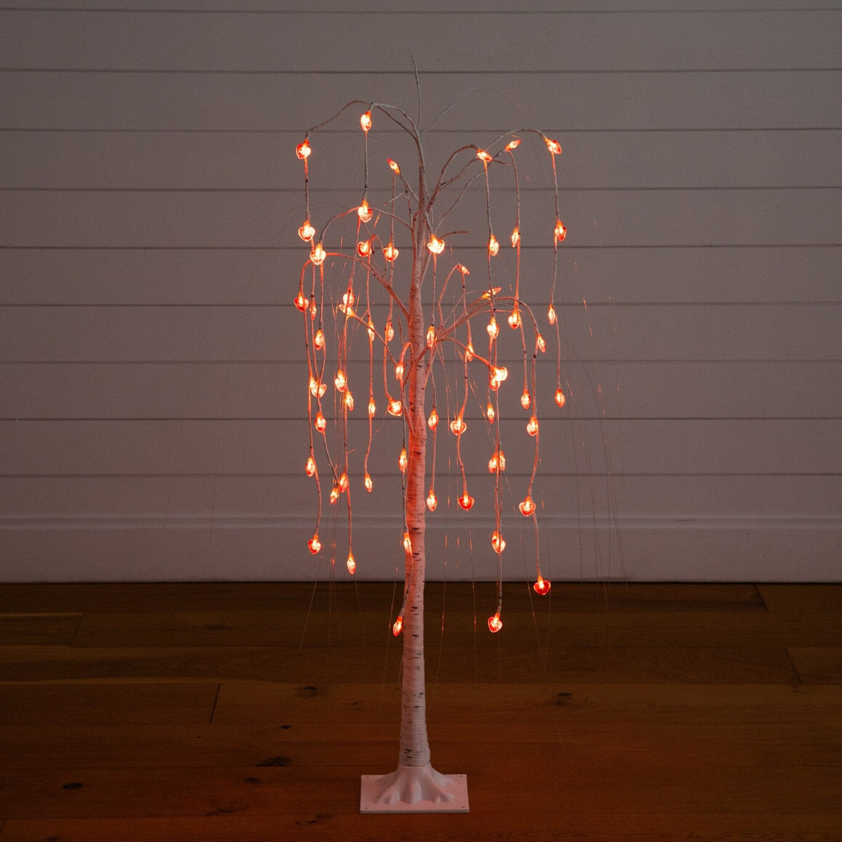 4' Pre-Lit Artificial Valentine's Day Willow Tree with 48 Heart Shaped LED Lights